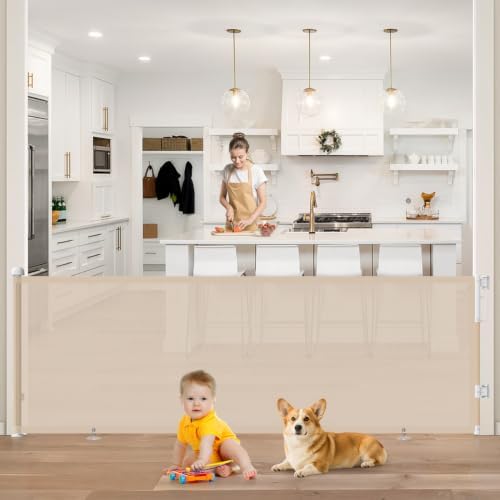 96" Retractable Baby Gate, Long Mesh Dog Gate for Garage Deck Porch by Cideny