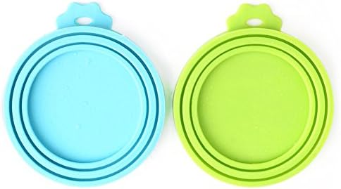 Comtim Pet Food Can Cover Silicone Can Lids for Dog and Cat Food(Universal Size,One fit 3 Standard Size Food Cans),Blue and Green by COMTIM