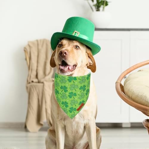 ADOGGYGO St. Patrick's Day Dog Bandana, Green Shamrock Pet Scarf, Adjustable Fit Saint Patrick Bandanas for Medium Large Dogs (Large) - Image 3