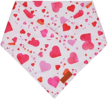 PTDECOR Valentine Dog Bandana, White Purple Love Heart Design Reversible Dog Scarf, Triangle Valentine Bandanas for X-Large Pets (X-Large) - Image 5