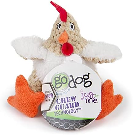 goDog Checkers Just For Me Fat Rooster Squeaky Plush Dog Toy, Chew Guard Technology - White, Mini - Image 6
