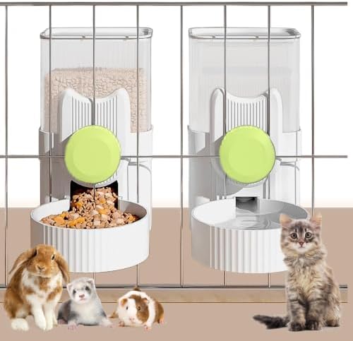 kathson Rabbit Feeder,Bunny Water Bottle Dispenser,Pet Cage Food Bowl,Green by kathson