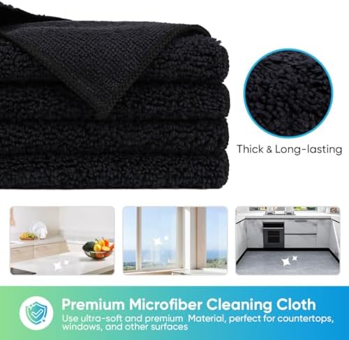 HOMEXCEL Black Microfiber Cleaning Cloth, Microfiber Towels for Car, 12 PK - Image 5