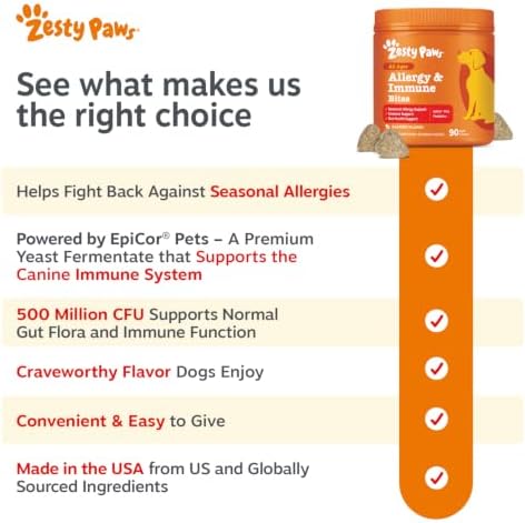 Zesty Paws Dog Allergy Relief Chews, Dog Probiotics for Itchy Skin and Ears, Salmon, 90ct - Image 6