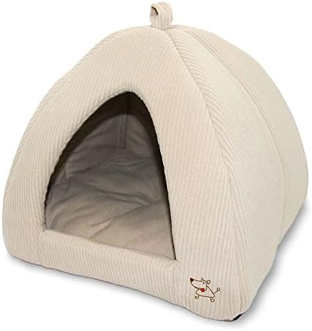Best Pet Supplies Cat Bed for Indoor Cat, Domed Tent House with Removable Pillow, Covered Cat Cave for Small Dog, Puppies and All Breeds of Cats - Corduroy Beige, 16 x 16 x H:14" by BestPetSuppliesLLC