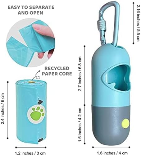 Dog Poop Bag Dispenser with Built-in LED Flashlight and Metal Clip for Leash, Pet Waste Bag Holder, Dog Walking Accessory (Blue) - Image 5