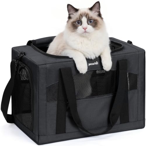 Pecute Cat Carrier Stable, Pet Carrier with Privacy Partition,Dark Gray by pecute