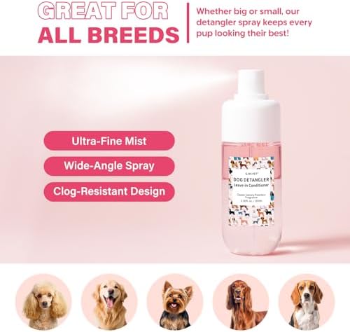 Dog Detangler & Dematting Spray - Leave-in Conditioner, Classic Powdery Scent | Infused with Coconut Oil, Jojoba Oil, and Squalane for Easy, Tangle-Free Grooming - 3.38 fl. oz - Image 6