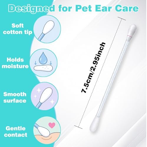 50 Pcs Pet Ear Cleaning Cotton Swabs for Dogs & Cats, Individually Wrapped - Image 3