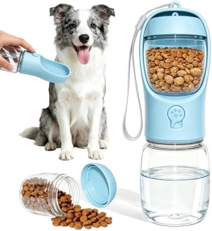 Portable Dog Water Bottle with Food Container, Drinking Bottle for Travel by Liphier