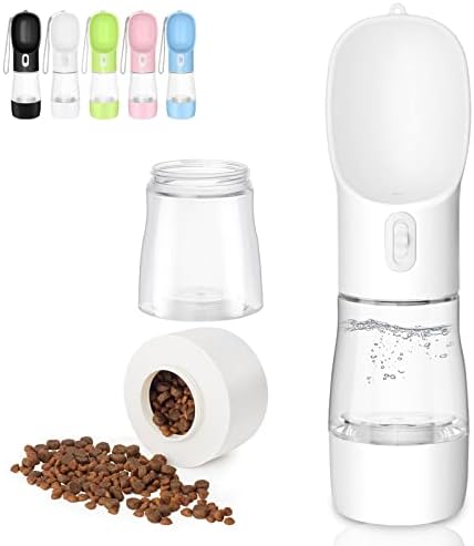 Portable Dog Water Bottle with Food Container Dishwasher Safe-White by Misthis