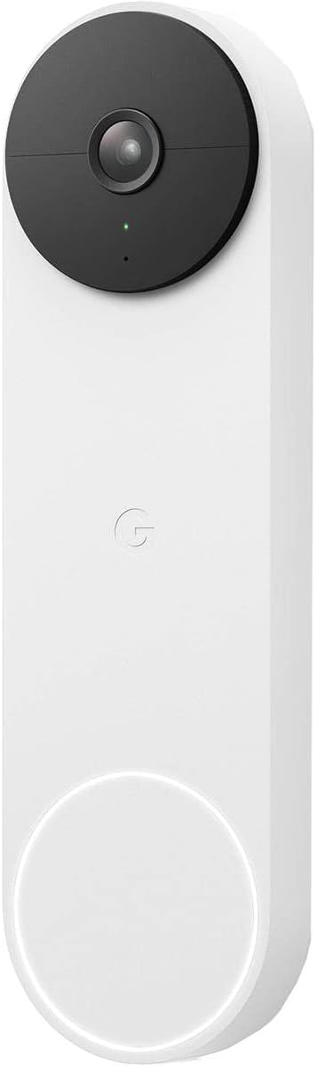 Google Nest Doorbell (Battery) - Snow | 6x digital zoom video doorbell, HD, 24/7 live view, Night vision, HDR, works with Google Home & Gemini by Unknown