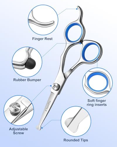 6-in-1 Dog Grooming Scissors - Professional Stainless Steel Hair Cutting Kit with Safety Rounded Tips, Ergonomic Soft-Grip Handles for Small & Large Dogs, Cats - Image 3