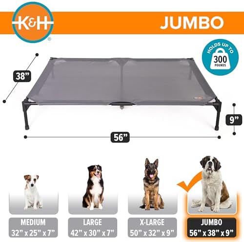 K&H Outdoor Elevated Dog Bed for XL & Giant Pets, Gray, Jumbo 56x38in - Image 4