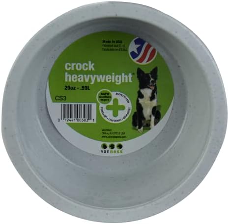 Van Ness Pets Crock Style Heavyweight Medium Bowl,20 Ounce Food and Water Dish for Cats and Dogs,Greystone,(Pack of 12) - Image 2