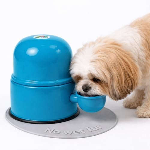 Pet Water Dispenser for Dogs and Cats, 47.3 oz – Gravity-Fed Aluminum Water Bowl, Prevents Wet Fur, Provides Continuous Fresh Water, Electrostatic Coated Finish, Vida Mansa (Light Blue) by VidaMansa