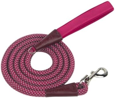 Voyager by Best Pet Supplies Round Rope Reflective Dog Leash - Soft Neoprene Handle & Tangle-Free Hook - Heavy Duty, Strong Durable Lead for Large/Medium/Small Dogs - Burgundy, 1/2” x 6' by BestPetSuppliesLLC