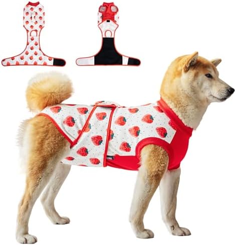 Dog Surgery Recovery Suit,Female Male Dog Onesie for Spay Neuter,Substitute E-Collar & Cone,Anti-Licking Breathable Onesie for Small Medium Large Dogs,Strawberry XXL by VPETBR