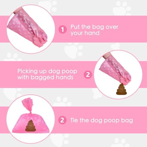 Poop Bags Rolls 256 Count - 9x13 Inches Pink Thickened Leakproof Lavender scent Poo Bags for Dogs, Pet Waste Bags for Walking,Travel,Home. - Image 3