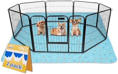 Sunheir Washable Pee Pads for Dogs Large 48" x 48" 2-Pack Reusable Puppy Pads Pet Training Pads, Absorb Dog Mats, Whelping Pad, Non-Slip Protects Against Urine Leakage (Leaves - Sky Blue, 48x48) by SUNHEIR