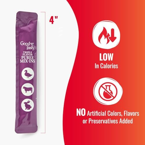 Good 'n' Tasty Triple Flavor Puree Mix-Ins Dog Food Topper Treats for All Dogs, 7 Count, Easy Single-Serve Portions, Added Protein with Duck, Beef and Rabbit, No Chicken Added (Pack of 2) - Image 4