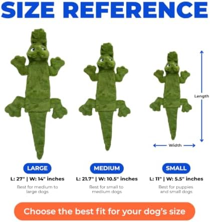 Best Pet Supplies 2-in-1 Stuffless Squeaky Dog Toy - Alligator, Medium - Image 6