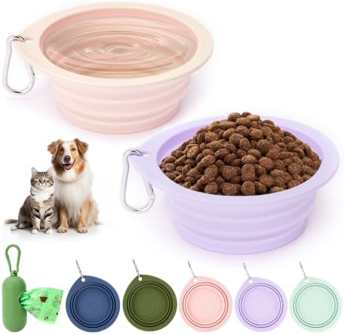 3 Pack Collapsible Dog Bowls,Portable Silicone Travel Dog Bowls by SONLUK