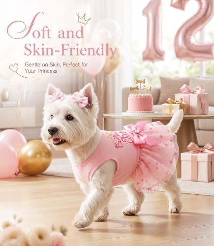 Dog Birthday Tulle Dress for Small Medium Large Dogs Girls Boys with Bow Hair Ties Princess Pet Clothes Cat Apparel - Image 3