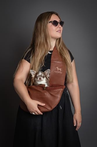 Noah & Paw Dog Sling Carrier for Small Dogs 3-10lb, Dog Sling for Small Dogs and Cats, Dog Carrier with Adjustable Padded Strap, Vegan Leather Lined with Fur, 3X Safety Features, Machine Washable - Image 7