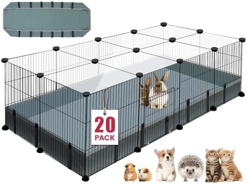 VISCOO 20 Panels Small Animal Playpen, 48" x 24" x 16" Rabbit Cage by VISCOO
