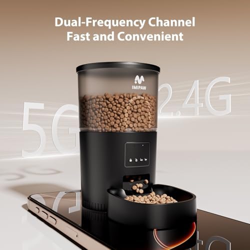 IMIPAW Automatic Cat Feeder 5G WiFi and Water Dispenser, Timed Dry Food Dispenser APP Remote Control, Programmable Portions, with Desiccant, Cat Fountains for Drinking with Filter, Small Pets (Combo) - Image 2