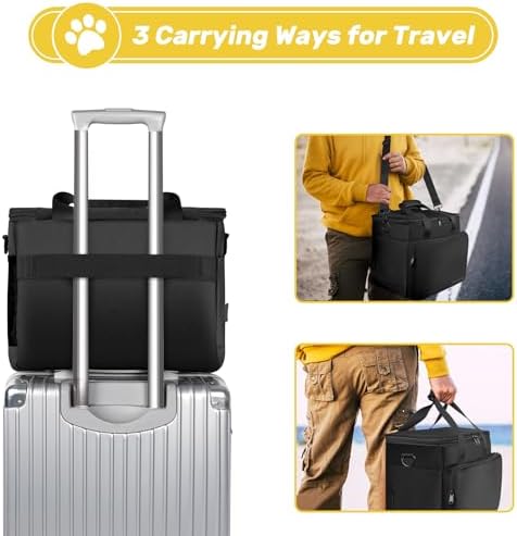 6 Set Dog Travel Bag, Large Pet Travel Kit for Supplies, Black - Image 6