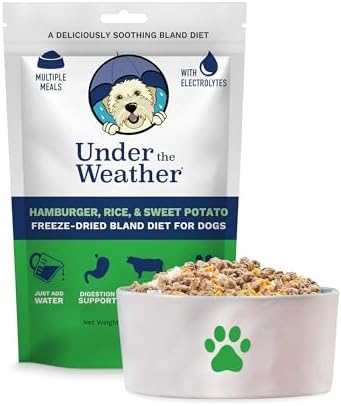 Under the Weather Bland Diet for Dogs | Easy to Digest for Sick Dogs |Always Be Ready| Contains Electrolytes - Natural Freeze Dried 100% Human Grade Meats| 1 Pack- Rice, Hamburger & Sweet Potato - 6oz by UndertheWeather