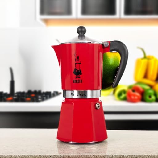 Bialetti Rainbow Moka Pot in Red, 6 Cup Stove Top Espresso Maker - Aluminum Cafetera for Ground Coffee, Italian Coffee Maker for Home Brewing - Image 5