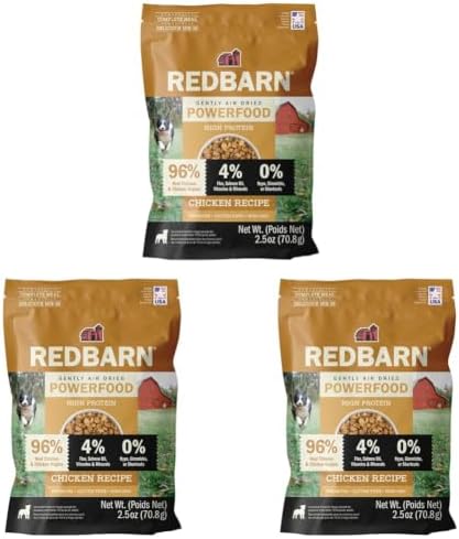 Redbarn Powerfood Air Dried Dog Food High Protein Grain-Free Chicken 2.5 oz (Pack of 3) by Redbarn