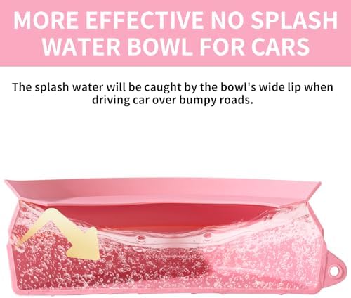 SLSON Spill Proof Dog Water Bowl for Cars,Collapsible No Splash Dog Travel Bowls Integrated Molding Portable Pet Bowl for Road Trip Truck,RV,SUV,Boat Accessories (Pink) - Image 3