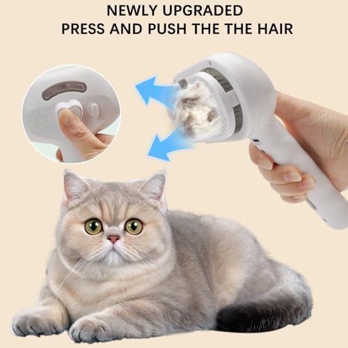 Pet Steam Brush for Shedding– 4-in-1 De-Shedding, Steam Spray, and Self-Cleaning Grooming Tool – Ideal for Long and Short-Haired Pets– Includes 2 Bottles of 120 mL Waterless Shampoo(White) - Image 5