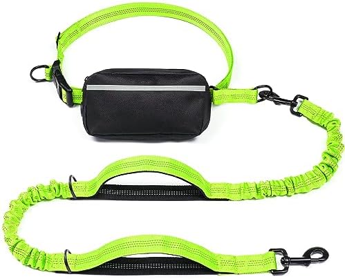 iYoShop Hands Free Dog Leash with Zipper Pouch, Large, 25-120 lbs, Green by iYoShop