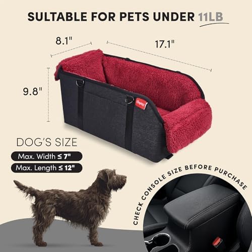 BurgeonNest Center Console Dog Car Seat for Small Pets to 11lbs, Red - Image 2