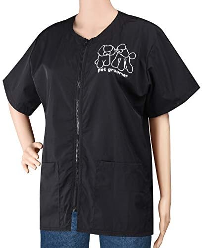 Hair Repellent Short Sleeve Pet Groomer Smock with Pockets, 3XL Size - Image 4