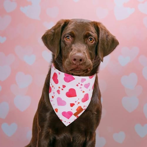 PTDECOR Valentine Dog Bandana, White Purple Love Heart Design Reversible Dog Scarf, Triangle Valentine Bandanas for X-Large Pets (X-Large) - Image 2