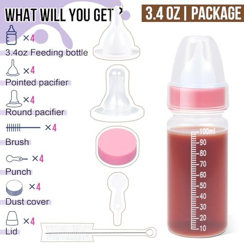 Puppy Kitten Nursing Bottle 3.4oz - Small Animal Feeding Kit with Nipples | Hand Feeding Supplies for Puppies, Kittens, Rabbits, Ferrets & Newborn Pets - Image 2