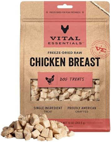 Vital Essentials Freeze Dried Dog Treats, Chicken Breast, 10 oz Bag by VitalEssentials