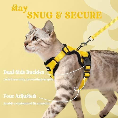 rabbitgoo Cat Harness and Leash Set, Escape Proof Vest, Yellow - Image 6