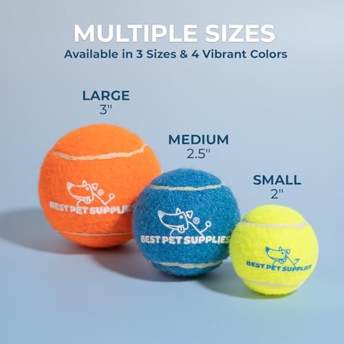 Best Pet Supplies Interactive Squeaky Dog Chew Toy, Ideal Dog Toys for Chewers, Small, Medium & Large Dogs, and Fetch Lovers - Tennis (Assorted Color), Large (Pack of 2) - Image 6