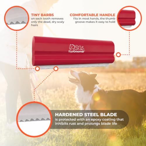 EquiGroomer 5-Inch Undercoat Deshedding Brush for Dogs & Cats, Red - Image 4