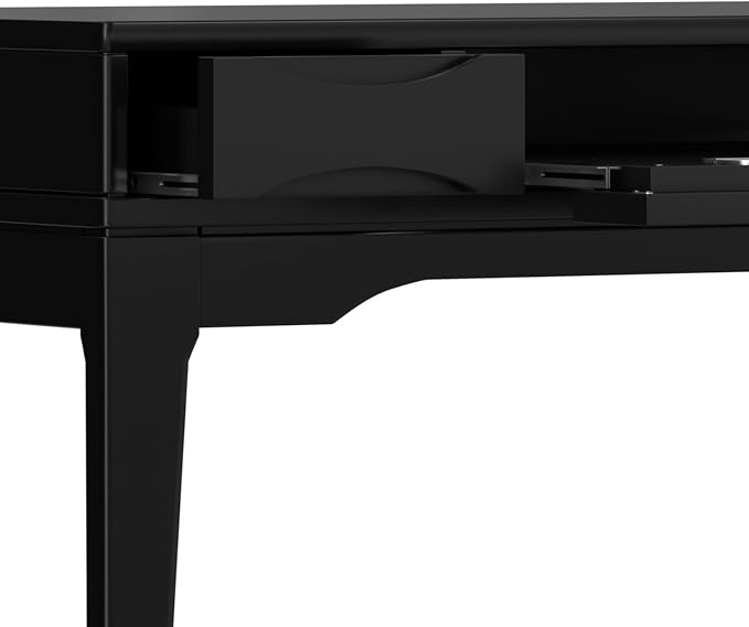 SIMPLIHOME Harper Small Desk - 48 inch Wide Solid Hardwood Writing Desk in Black, Mid-Century Modern Home Office Table for Study or Work with 2 Drawers and Flip-Down Keyboard Tray - Image 9
