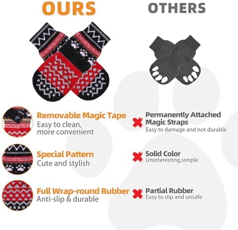 KOOLTAIL Dog Socks to Prevent Licking Paws for Hardwood Floors Anti Slip,Warm Winter Pet Boots&Paw Protector with Grippers,Double Sides Puppy Shoes Booties for Small Medium Large Senior Dogs S - Image 4