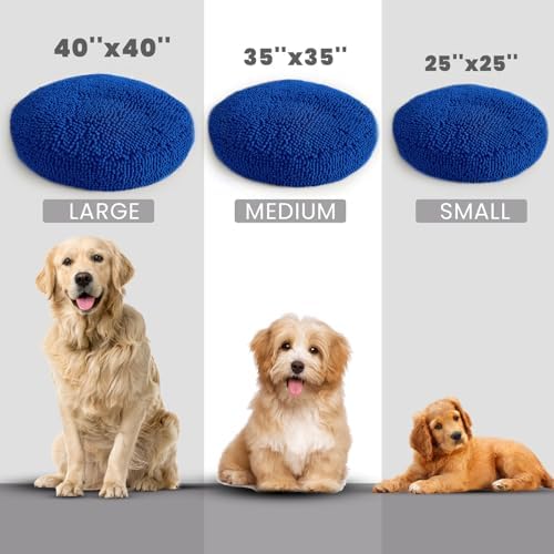 Muddy Mat® Cloud K-9 Bed for Dogs & Cats, Soft & Relaxing Donut Dog Bed, Chenille Material, Removable Cover, Washable & Dryer Safe–Navy Blue Large(40'x40') - Image 3