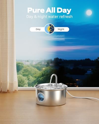 Cat Water Fountain Stainless Steel: Cat Fountain for Drinking - 88oz/2.6L - Image 4